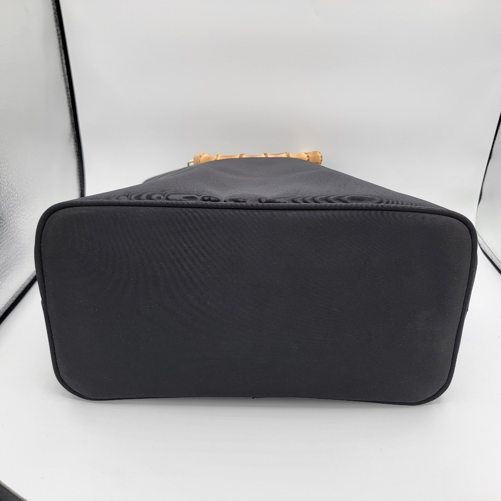 Black Tote Bag with Bamboo Handles #3064 - Picture 9 of 16